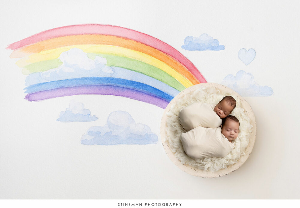 Newborn twins posed at their newborn photoshoot