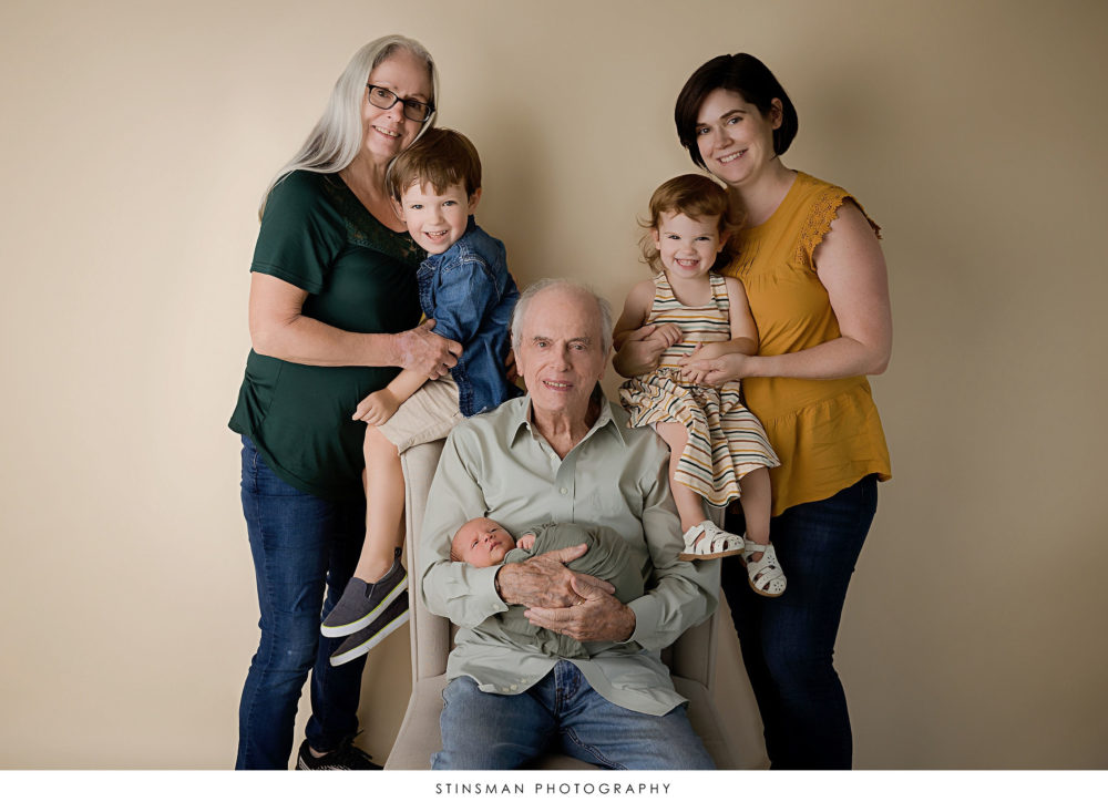Family portrait at a newborn photoshoot